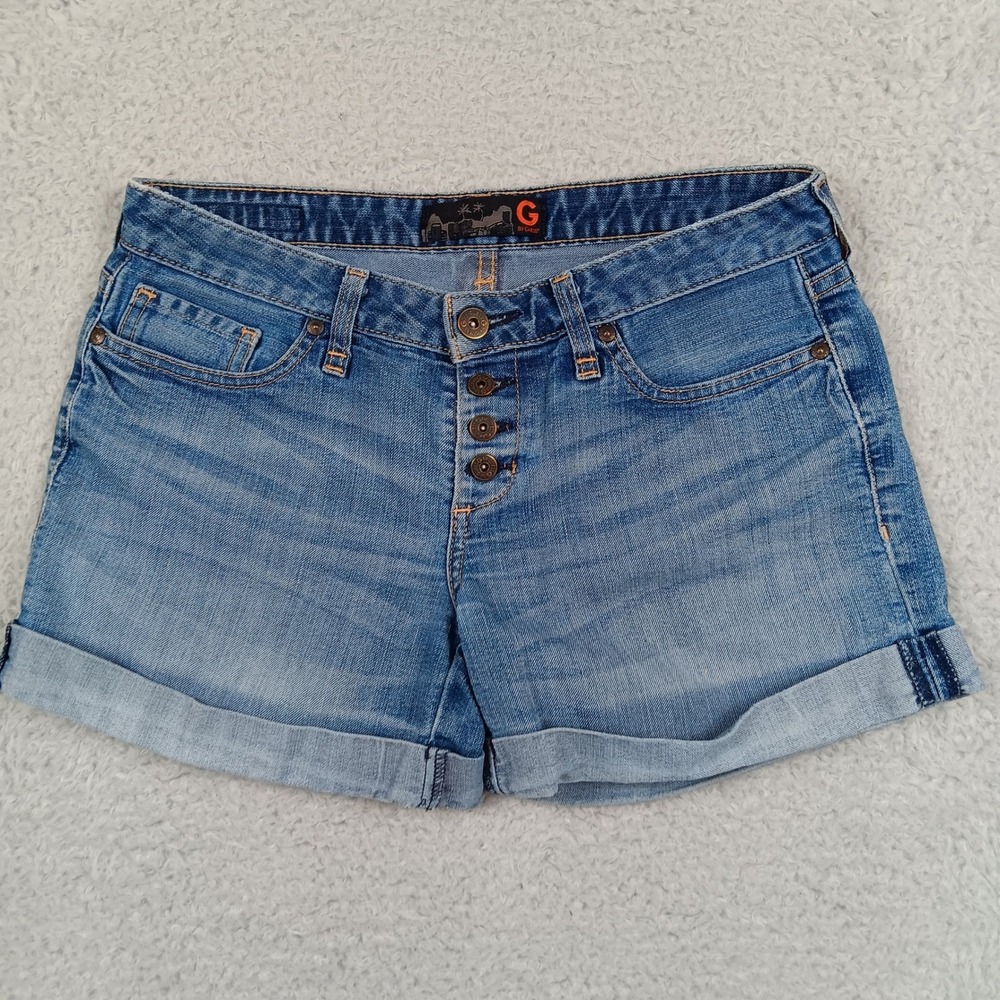 G by Guess Shorts Denim Women 28 Blue Button Fly Cuffed R23D0100000
